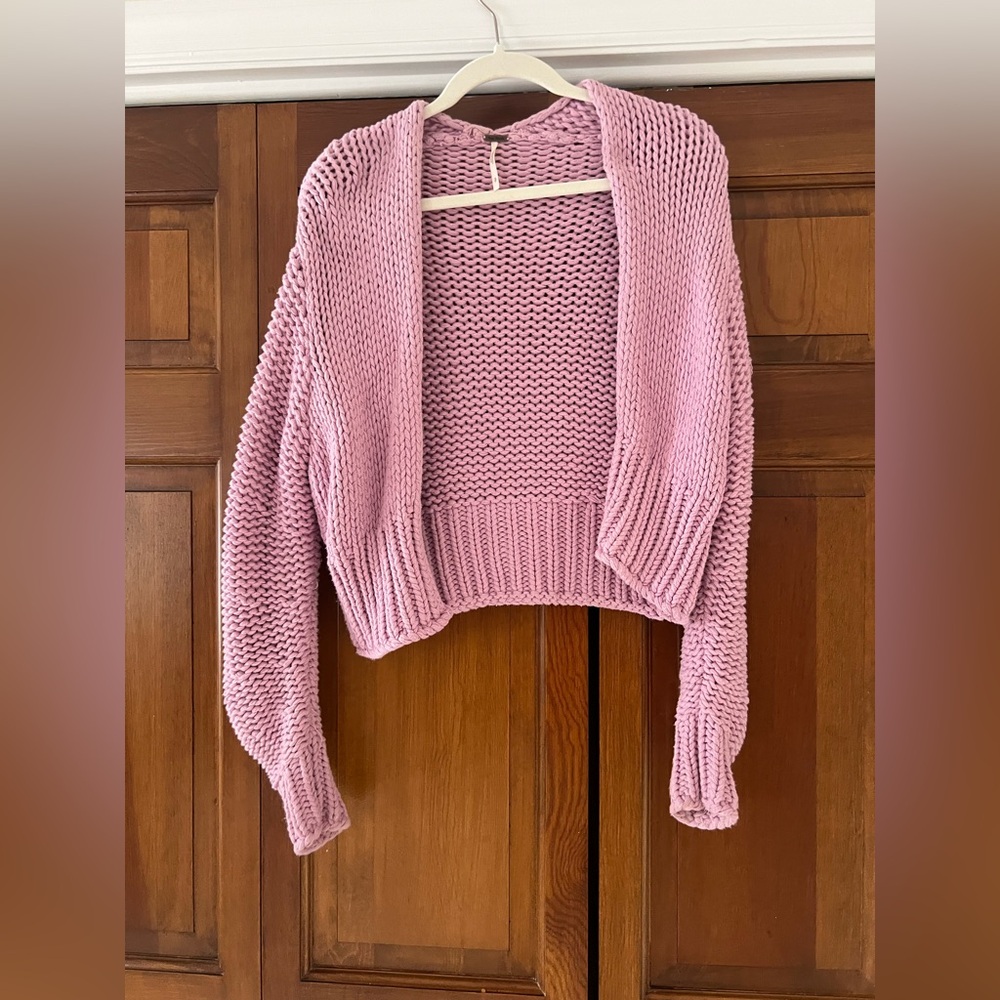 Free People Slouchy Lavender Cardigan, Size small